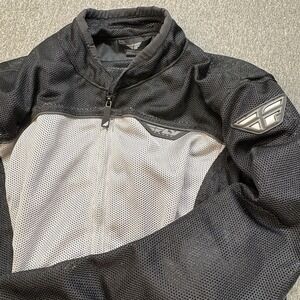 FLY Racing Jacket Mens M Black Gray Mesh Motorcycle Armored Street Touring